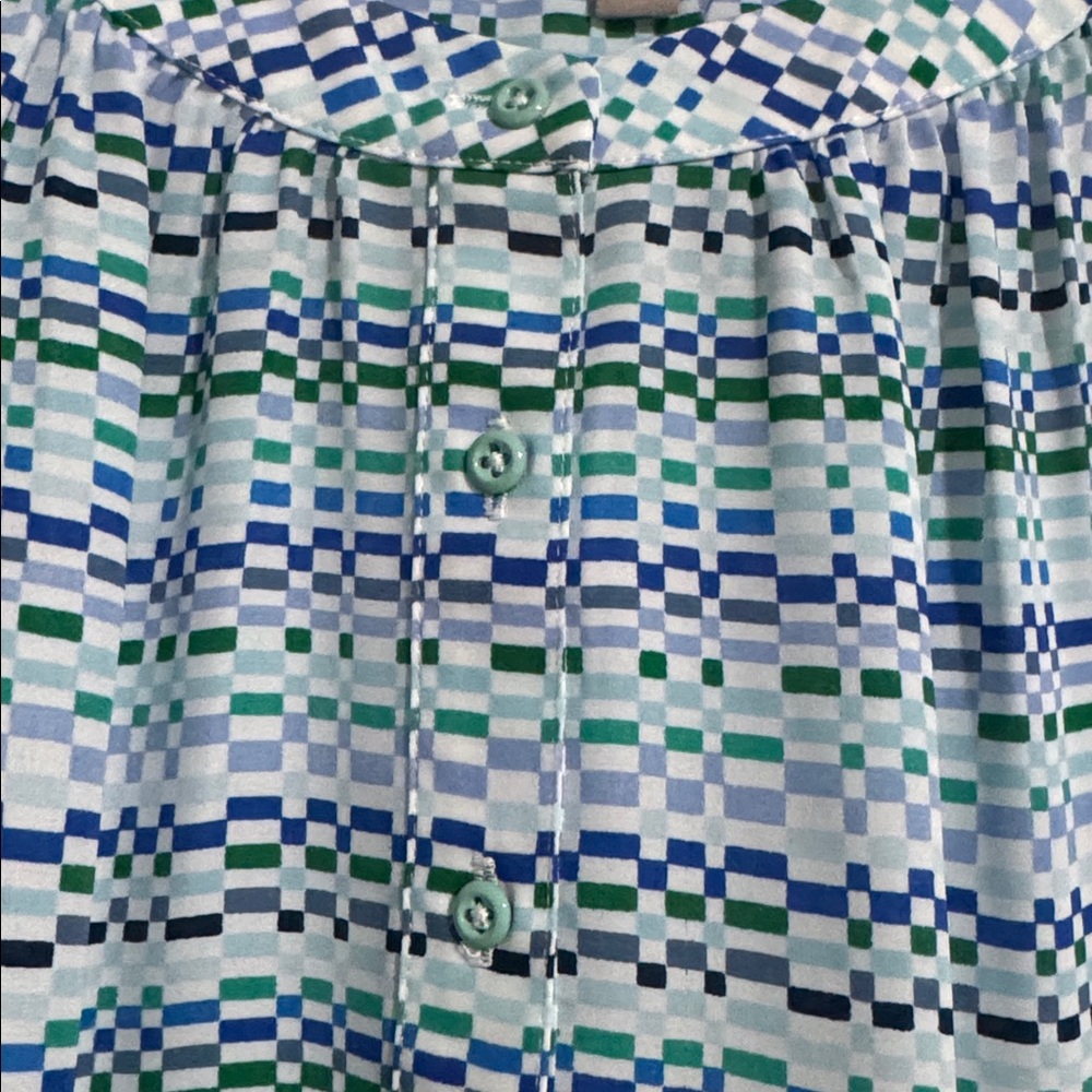 Banana Republic Cobalt blue, Aqua and Navy Patterned Blouse - Picture 2 of 8